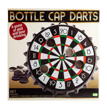 MDI Magnetic Bottle Cap Darts Wall Game Novelty Bar Decor 25x25cm