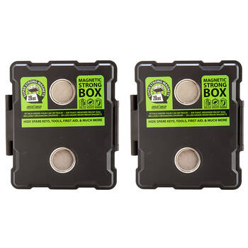 2PK MDI Magnetic Storage Box Compact Desk Organiser Case 11x10cm - Black