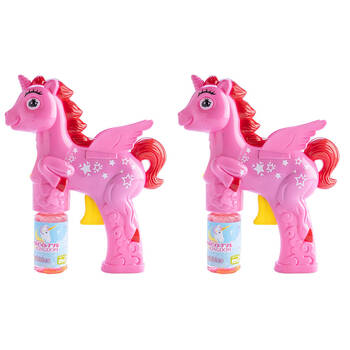 2PK Unicorn Kingdom Bubble Maker Gun Kids Outdoor Play Toy - Pink Unicorn