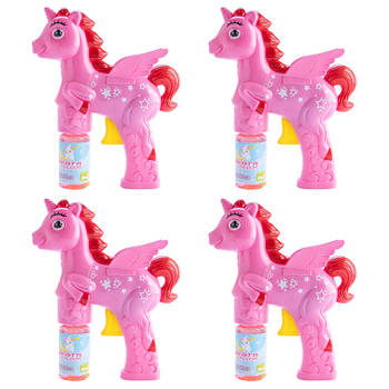 4PK Unicorn Kingdom Bubble Maker Gun Kids Outdoor Play Toy - Pink Unicorn