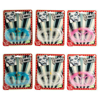 6PK MDI Drinking Glasses Novelty Straw Party Accessory 13x9cm Assorted