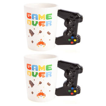 2PK MDI Gamer Ceramic Mug Controller 3D Handle Mug 13x13cm