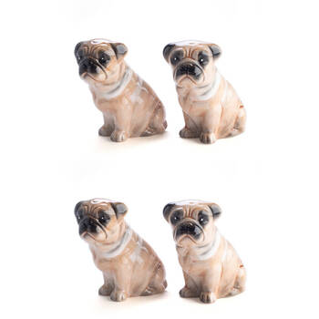 2x 2pc Flavour Mates Salt & Pepper Spice Shaker Duo Set 4x8x8cm Pug Dogs Pair