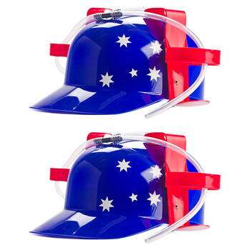 2PK Outback Mates Drinking Hat Beer Helmet Aussie 31x27cm - Blue