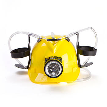MDI Drinking Hat Beer Helmet Miner w/ Light 30x31cm - Yellow