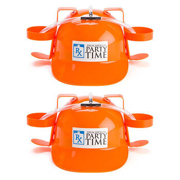 2PK MDI Drinking Hat Beer Helmet Prescription 31x27cm - Orange