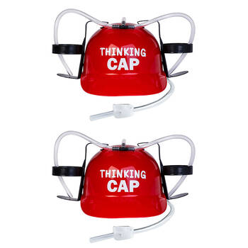 2PK MDI Drinking Hat Beer Helmet Thinking Cap 31x27cm - Red