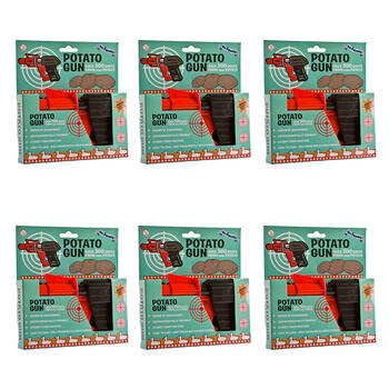 6PK MDI Classic Sturdy Potato Spud Shooter Gun Toy 17x2.5x10.5cm Black/Red