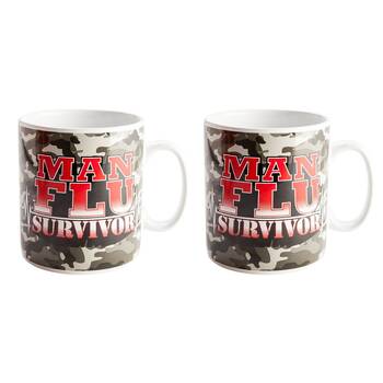2PK MDI Giant Mug Man Flu Survivor Kitchen Drinkware Coffee Mug Grey