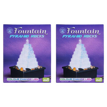 2PK MDI LED Fountain Pyramid Rocks Tabletop Water Light Decor 11.4x15.3cm