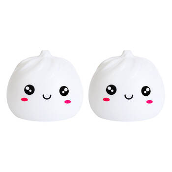 2PK Art + Tech LED Lamp Steamed Bun Cute Night Light Novelty Decor 11x11cm