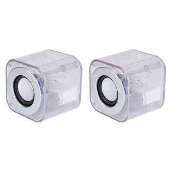 2PK Art + Tech Light Up Speaker Clear Cube LED Music Display Decor 8.5x8.5cm