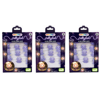 3PK Art + Tech LED String Light Jellyfish Ocean Theme Room Decor 23.8x3.5cm