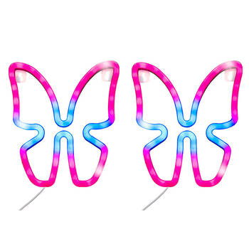 2PK Art + Tech LED Wall Light Butterfly Cute Room Decor Accent Lamp 18x22cm