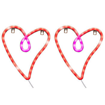 2PK Art + Tech LED Wall Light Heart Romantic Room Accent Night Light 20x22.5cm