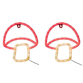 2PK Art + Tech LED Wall Light Mushroom Whimsical Room Decor Lamp 18.8x21cm