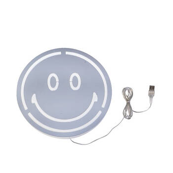 Art + Tech LED Mirror Wall Happy Face Light Fun Room Decor 25x3cm