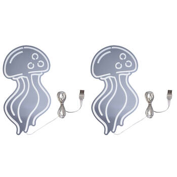 2PK Art + Tech LED Mirror Wall Light Jellyfish Ocean Theme Decor 18x33cm