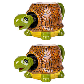 2PK Aquaworld 3D Turtle Bobble Head Ceramic Mug 17x13cm