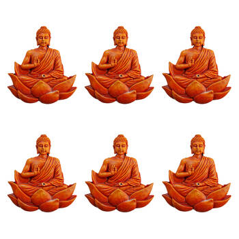 6PK MDI Flat Incense Burner Buddha Ora 12x2.5cm - Orange