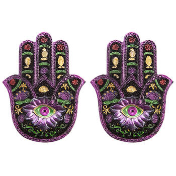 2PK MDI Flat Incense Burner/Incense Stick Holder Hamsa 13x2.5cm
