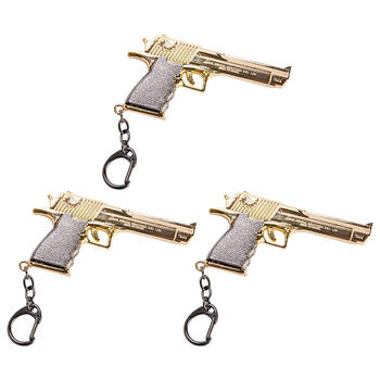 3PK MDI Iron Keychain Mini Pistol Novelty Accessory 13x4.5cm