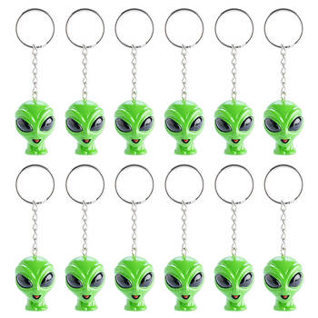 12PK Alien Keychain Alien Mini Toy Bag Charm Novelty Cute Figure 4x4cm