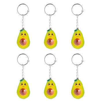 6PK MDI Keychain Avocado Cute Fruit Charm Fun Novelty Mini 3.5x4.5cm