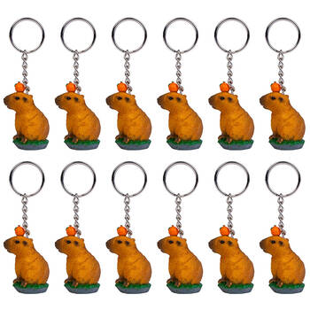 12PK Capybara Keychain Capybara Cute Animal Mini Plush Bag Accessory 3.5x5.5cm