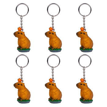 6PK Capybara Keychain Capybara Cute Animal Mini Plush Bag Accessory 3.5x5.5cm