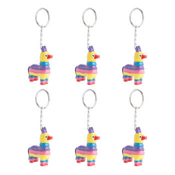 6PK Alpaca Valley Keychain Pinata Llama Colorful Charm Toy 5x6cm