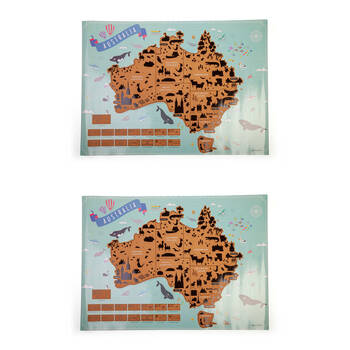 2PK MDI Large Scratch Away Map Australia Travel Poster 82.5x59.4x0.1cm