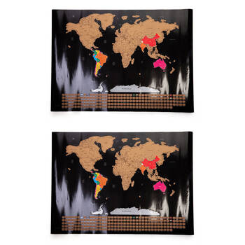 2PK MDI Large Scratch Me Away World Travel Map Poster 82.5x59.4x0.1cm