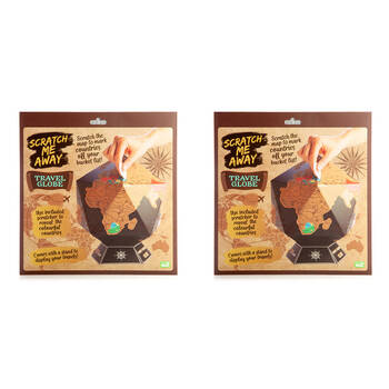 2PK MDI DIY Scratch Me Away World Travel Globe Map w/ Stand 26x26x26cm