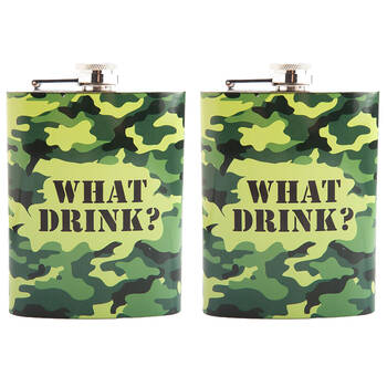 2PK MDI Stainless Steel Flask 9x13.5cm - Camo What Drink