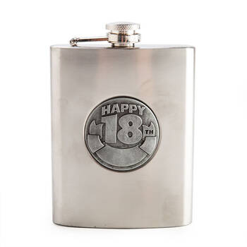 MDI Zincalume Engravable Whiskey Flask Stainless Steel 18th Birthday 8oz