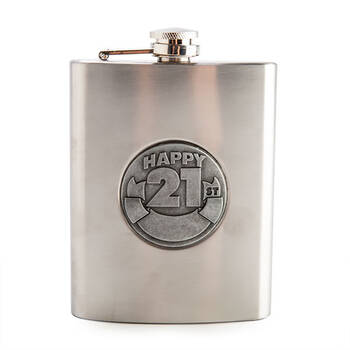 MDI Zincalume Engravable Whiskey Flask Stainless Steel 21st Birthday 8oz