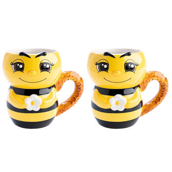 2PK Joybee 3D Bee Ceramic Coffee/Tea Mug 13x12cm - Yellow