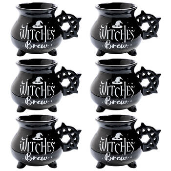 6PK MDI 3D Witches Brew Cauldron Ceramic Mug 16.3x12.2cm Black
