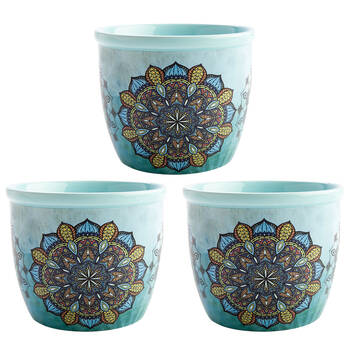 3PK MDI Smudge Bowl Sage/Incense Burner Ceramic Mandala 12.5x10.5cm Blue