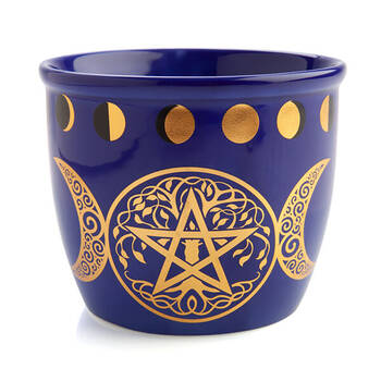 MDI Smudge Bowl Sage/Incense Burner Ceramic Pentacle 12.5x10.5cm Blue