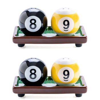 2x 2pc Flavour Mates Salt & Pepper Shaker Set 14.7x7.8x7.5cm 8-Ball Pool Balls