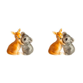 2x 2pc Flavour Mates Salt & Pepper Shaker Set 12x5.5x12cm Australiana Animals