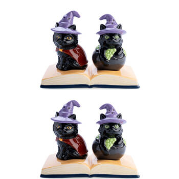 2x 2pc Flavour Mates 3D Salt & Pepper Shaker Set 14.5x8.5x11cm Black Cats