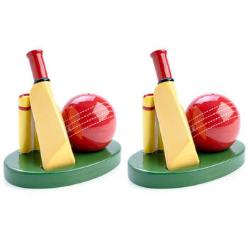 2x 2pc Flavour Mates Salt & Pepper Shaker Set 12.6x7.7x11.1cm Cricket Ball Bat