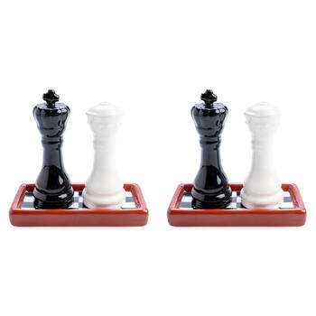 2x 2pc Flavour Mates Salt & Pepper Shaker Duo Set 10.8x5.5x10.5cm Chess Pieces