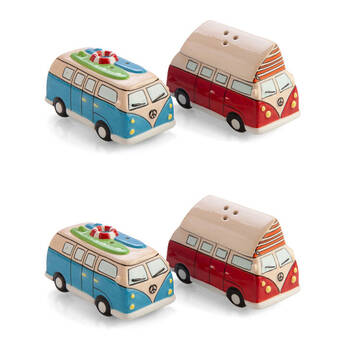 2x 2pc Flavour Mates 3D Salt & Pepper Spice Shaker Duo Set Blue/Red Combi Vans