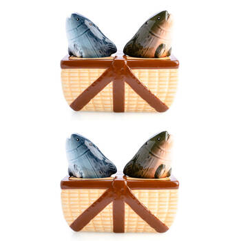 2x 2pc Flavour Mates Salt & Pepper Set 10.5x6x9.5cm Fishing Picnic Basket