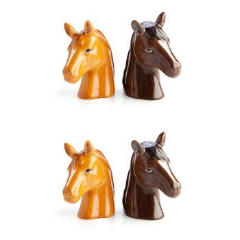 2x 2pc Flavour Mates 3D Salt & Pepper Shaker Duo Set 7.5x4x8.5cm Horse Heads