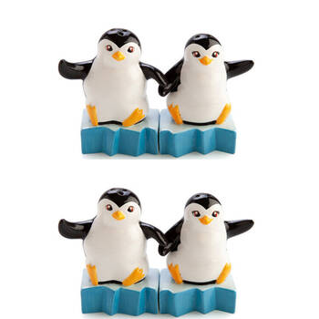2x 2pc Flavour Mates 3D Salt & Pepper Shaker Set 15x5.5x9.5cm Mr Mrs Penguin